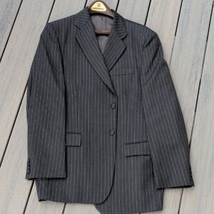 Men's Pinstripe Blazer - Black